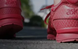 red shoes on asphalt