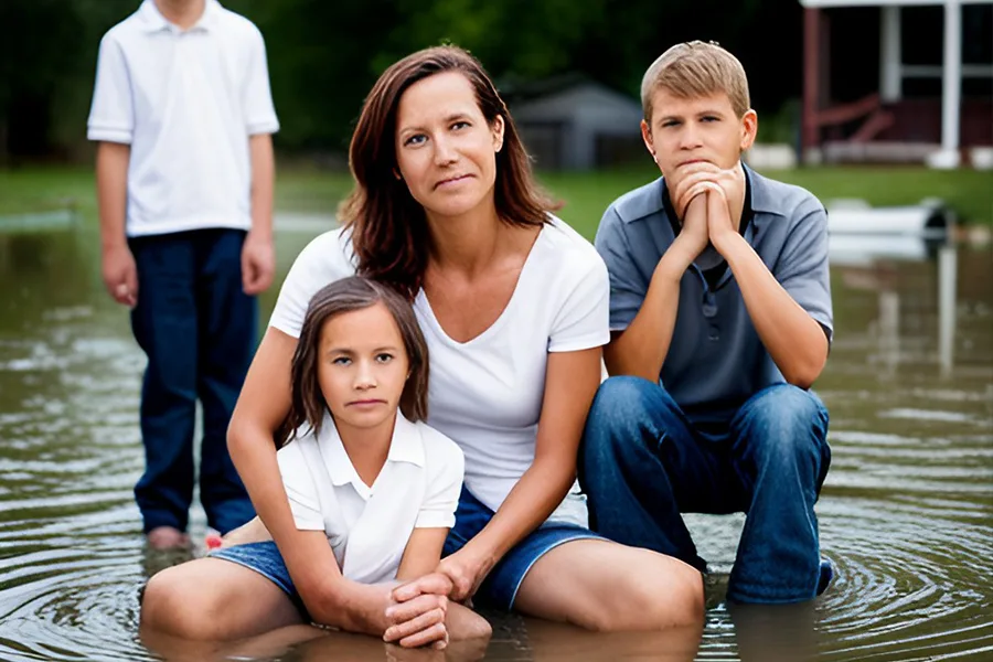 Sad Family Flooded Florida Home Water Damage Services
